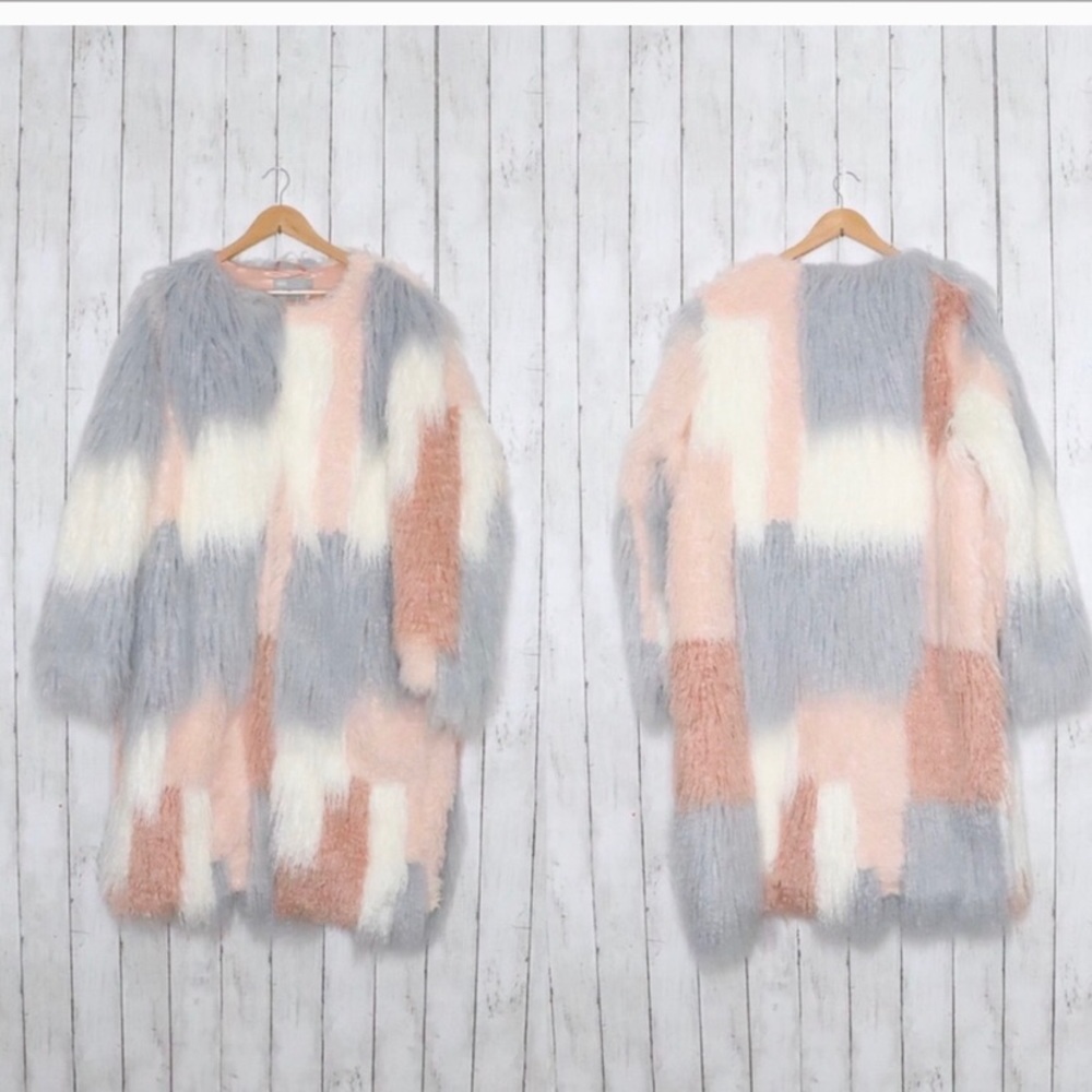 Asos Curve patched faux fur Mongolian coat